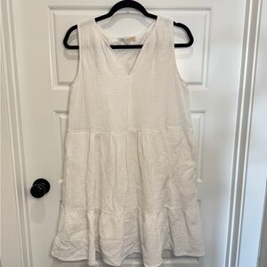 C&C California Dress Women Size M Cottagecore Boho White 100% Cotton Lined